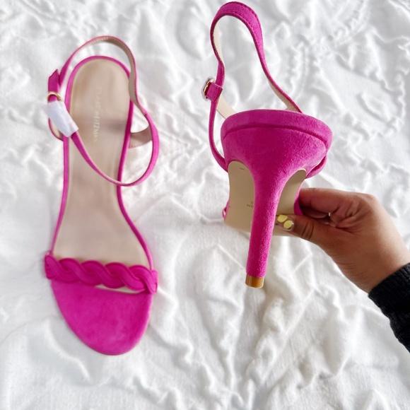 Stuart Weitzman Dancer Twistie 100 Suede Sandal In Pink Size 11.5 - Picture 5 of 7